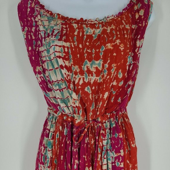NORM THOMPSON Women's Size Small Boho Maxi Dress Multicolor Ruched Relaxed VTG - Picture 8 of 13